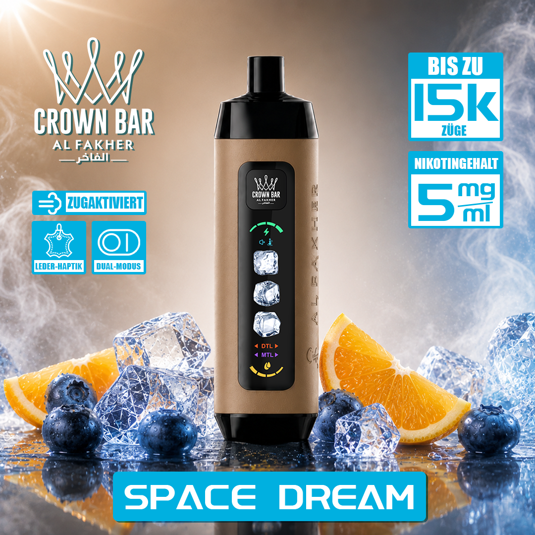 Al Fakher Crown Bar 15K mit einstellbarer Kühle Einweg-E-Zigarette 
