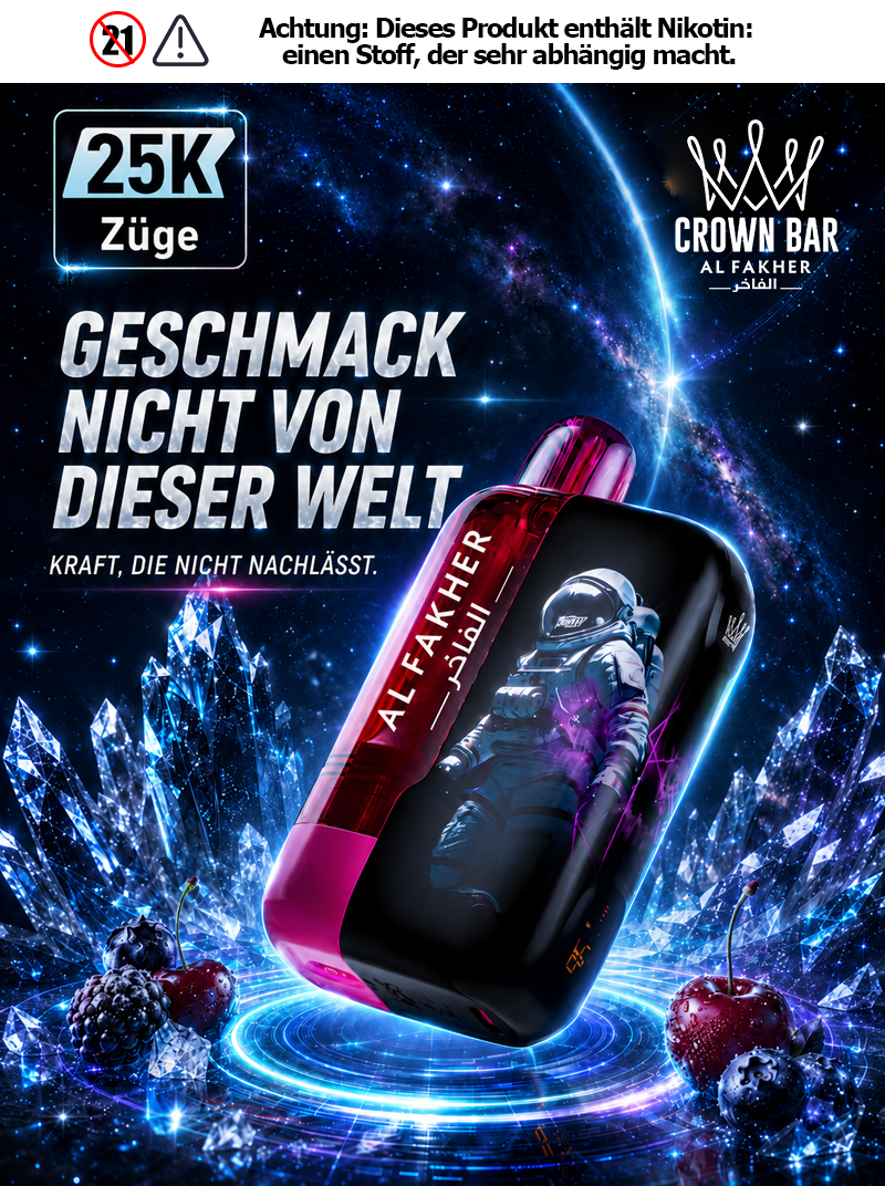 Al Fakher Crown Bar 15K mit einstellbarer K&uuml;hle Einweg E-Zigarette