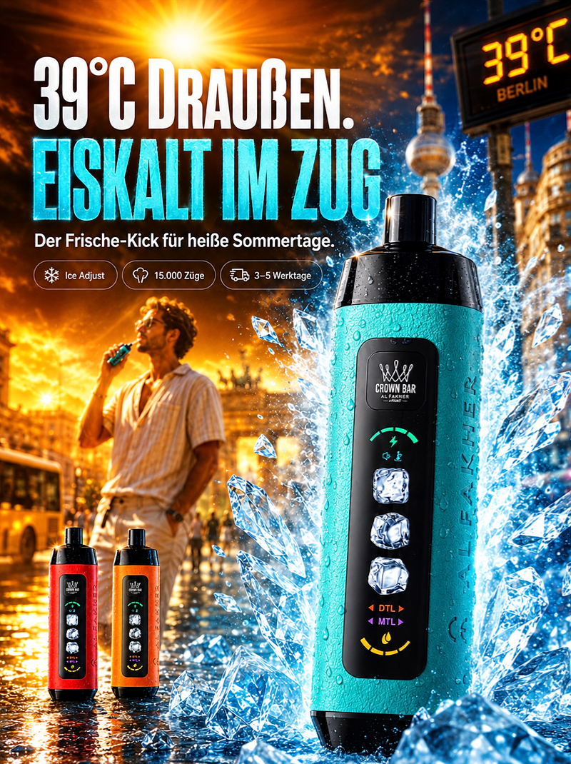 Al Fakher Crown Bar 15K mit einstellbarer K&uuml;hle Einweg E-Zigarette