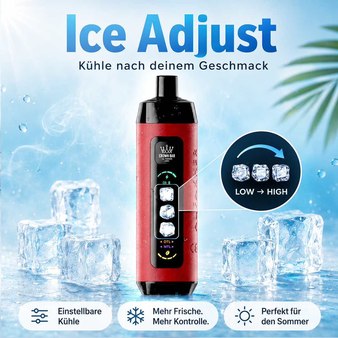 Pfirsich Ice - Al Fakher Crown Bar 15K Ice Adjust Einweg-E-Zigarette