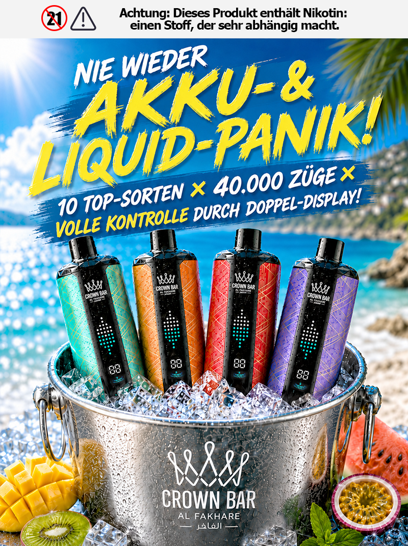 Al Fakher Crown Bar 40K Mega Max Einweg E-Zigarette mit bis zu 40.000 Z&uuml;gen