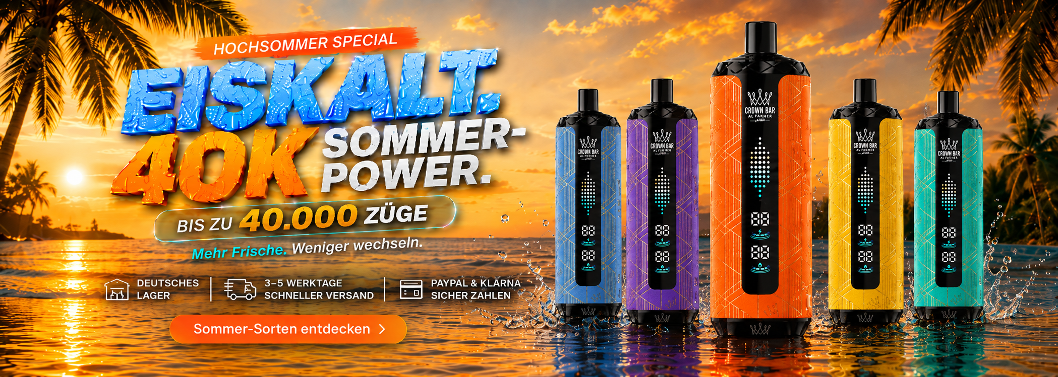 Al Fakher Crown Bar 40K Einweg Vape – bis zu 40.000 Züge, Sommer-Angebot, Deutsches Lager und schneller Versand