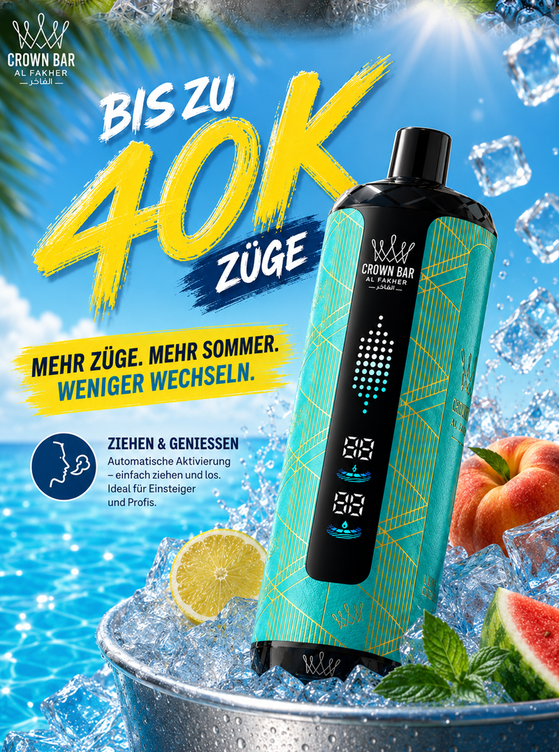 Al Fakher Crown Bar 40K Mega Max mit Smart Display