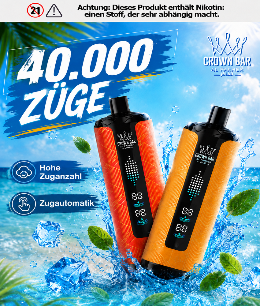 Al Fakher Crown Bar 40K Mega Max Einweg E-Zigarette mit bis zu 40.000 Z&uuml;gen
