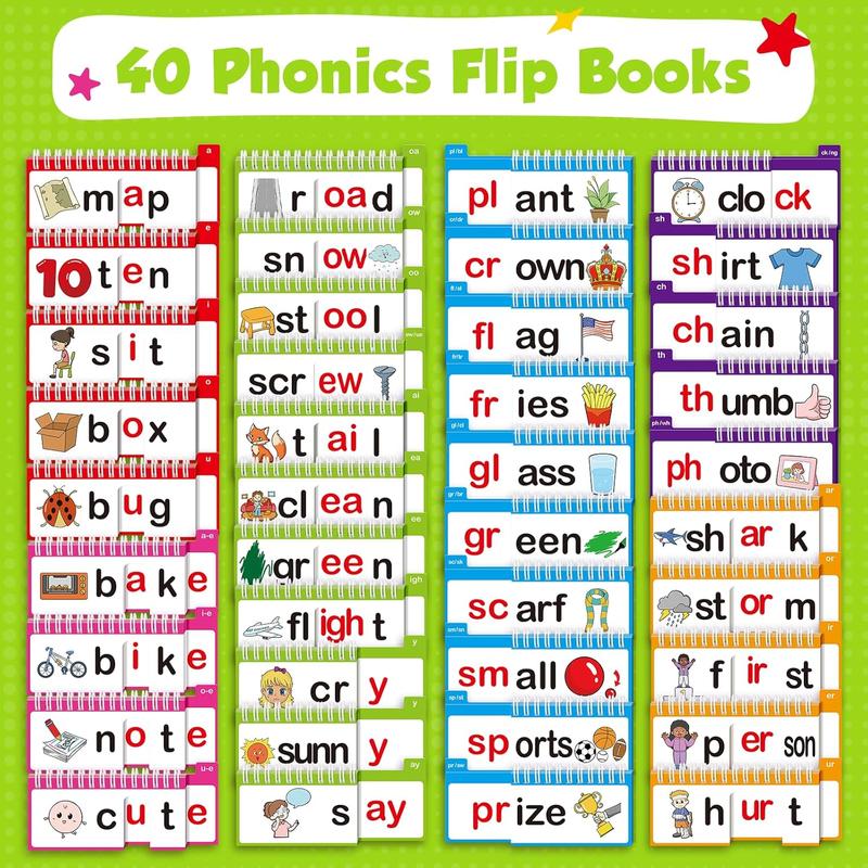 🔥Last Day 50% OFF - 🔤40 Phonics Word Family Flip Books – Build, Read & Rhyme Learning Set📚