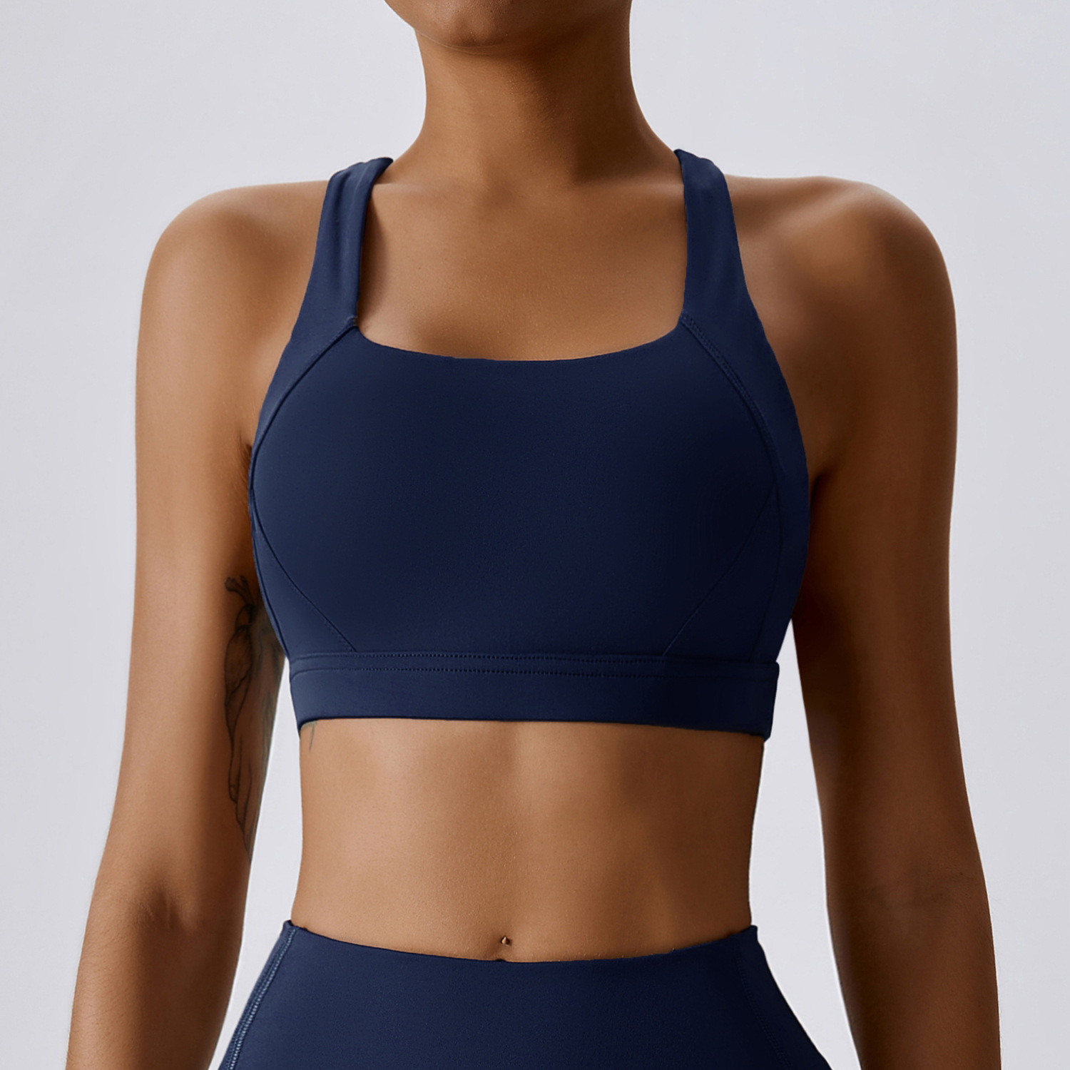 High-Neck Yoga Tank with Built-In Support
