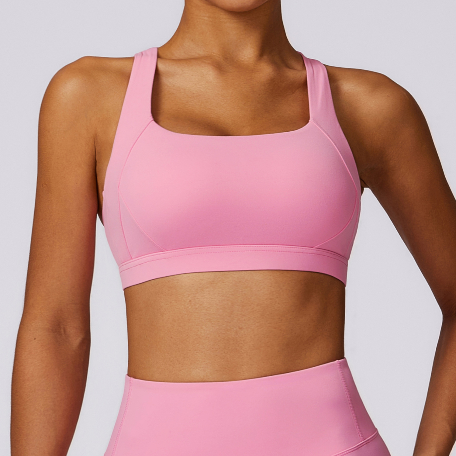 High-Neck Yoga Tank with Built-In Support