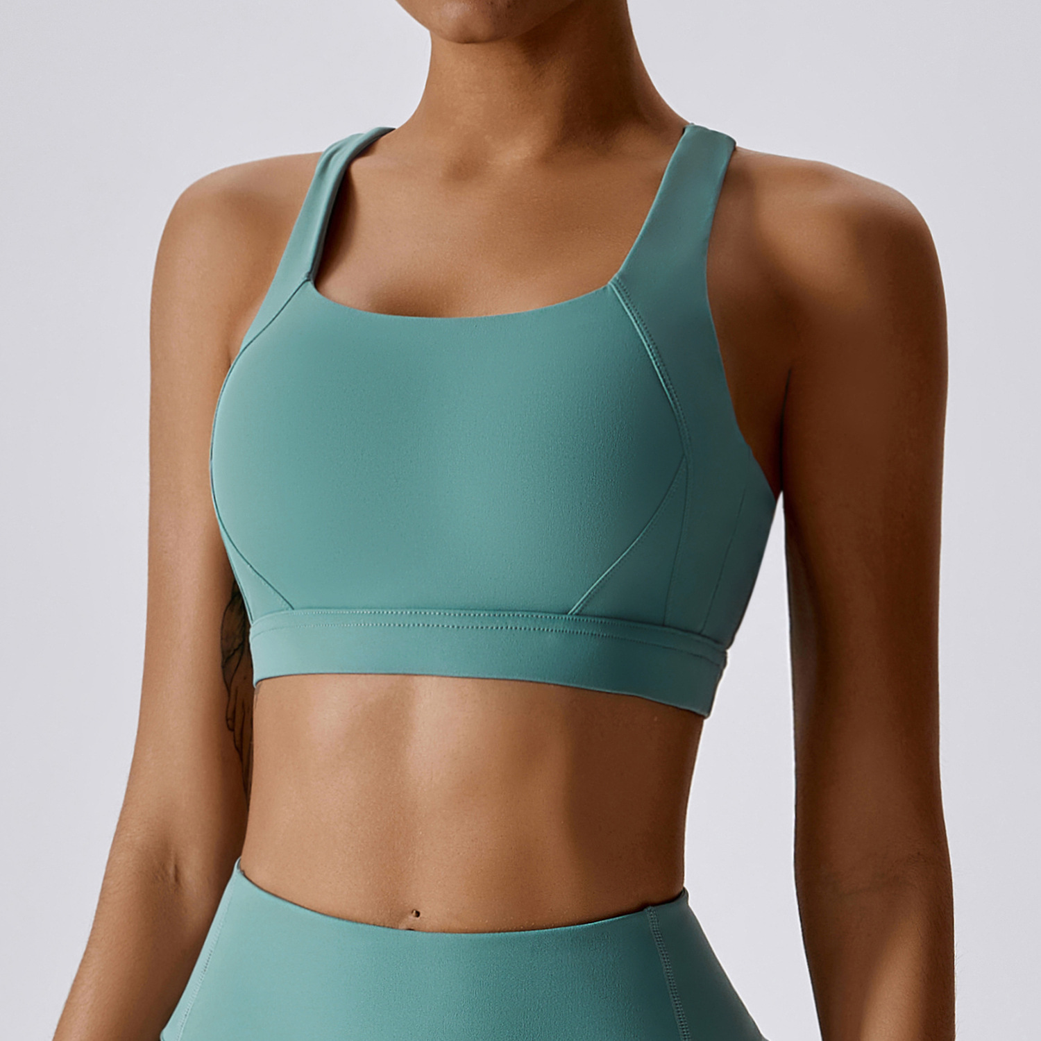High-Neck Yoga Tank with Built-In Support