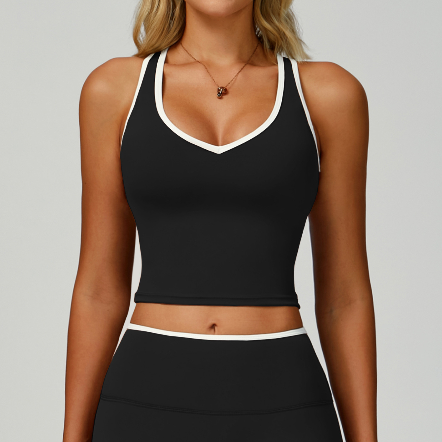 Contrast Binding & Cut-Out Details Sports Tank