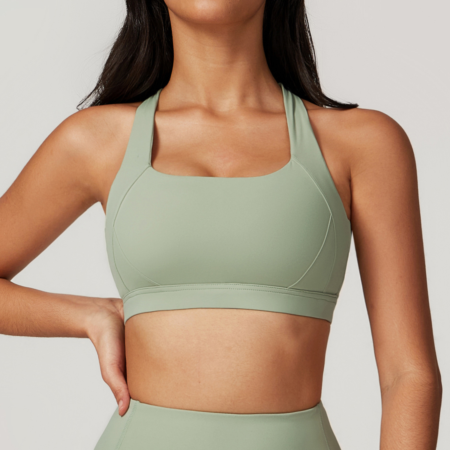 High-Neck Yoga Tank with Built-In Support