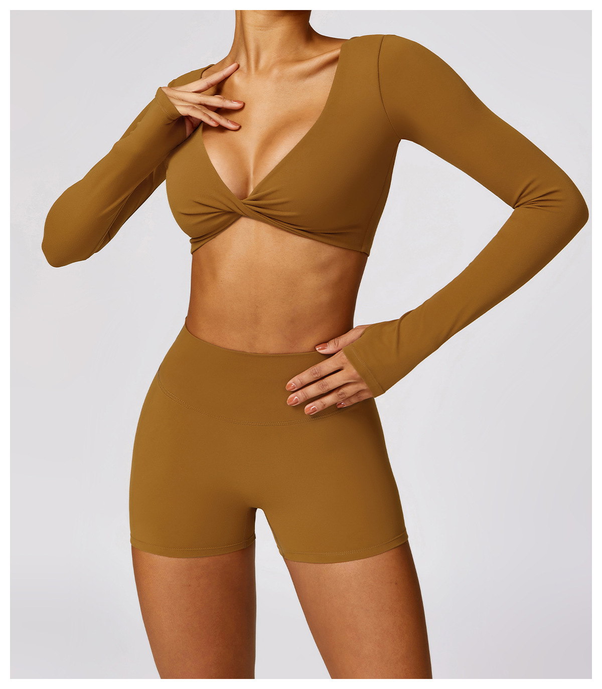 Ombreezy Brushed High-Waisted Tummy-Control Yoga Shorts