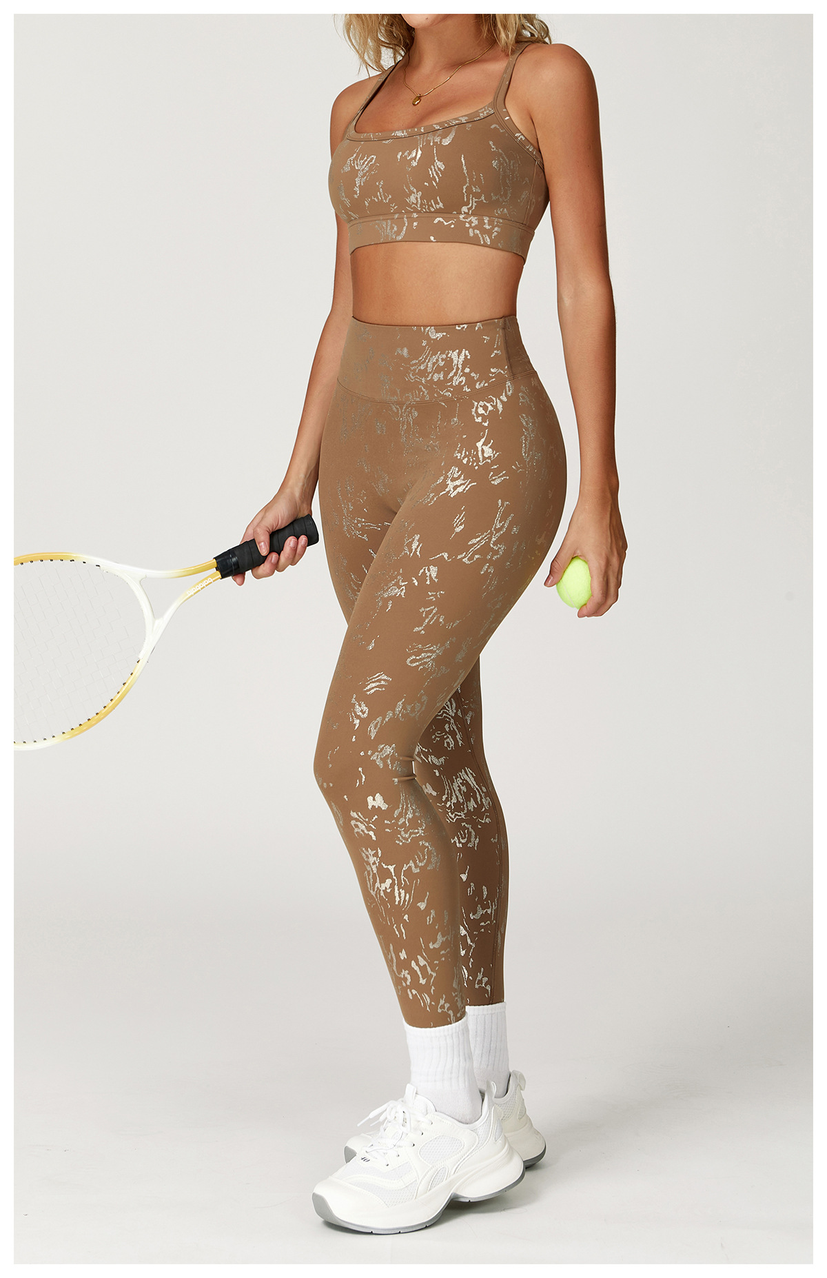 Ombreezy High-Waisted Metallic-Leisure Yoga Leggings