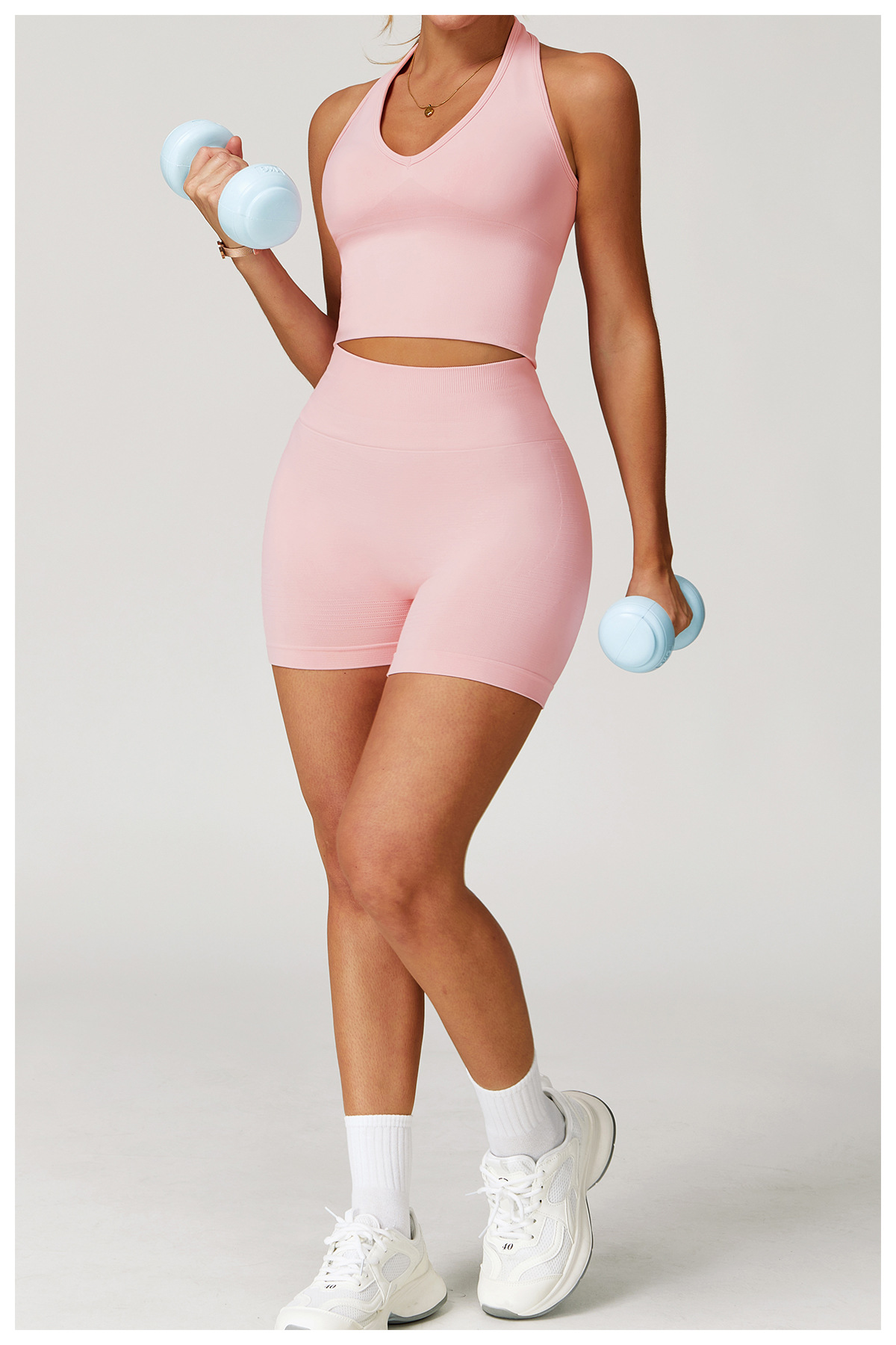 Ombreezy Breathable Halterneck Yoga Bra with Racerback Design