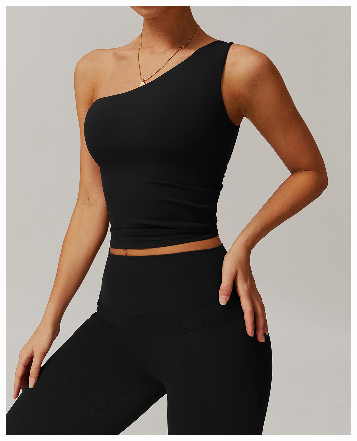 Ombreezy Asymmetric Single-Shoulder Sculpting Yoga Tank