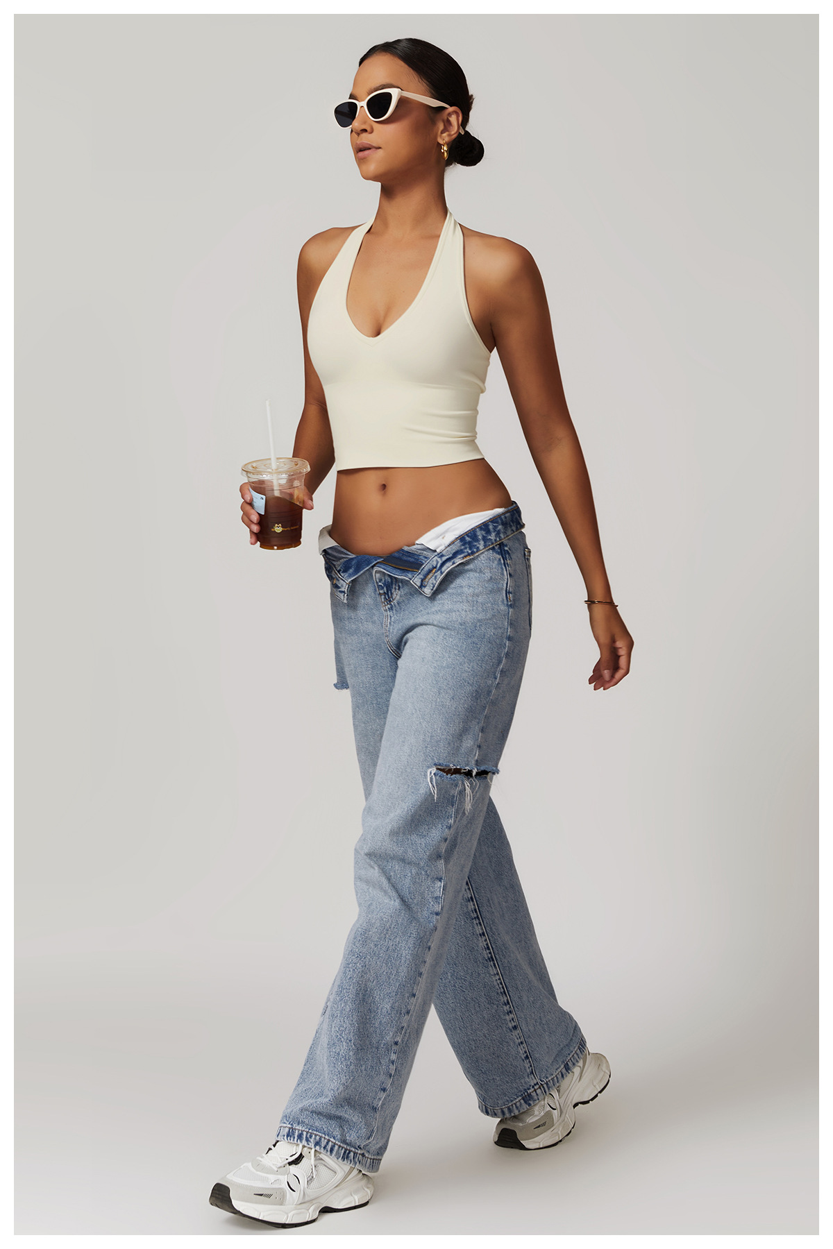 Ombreezy Breathable Halterneck Yoga Bra with Racerback Design