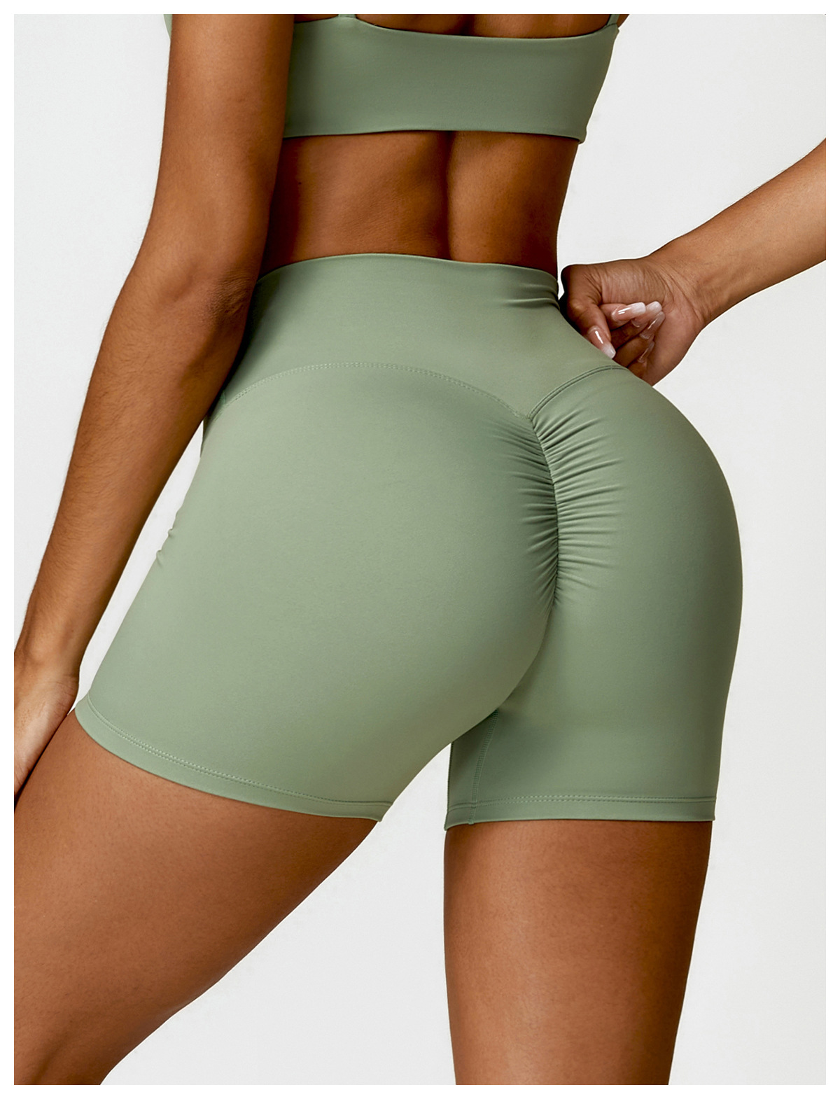 Ombreezy Brushed High-Waisted Tummy-Control Yoga Shorts