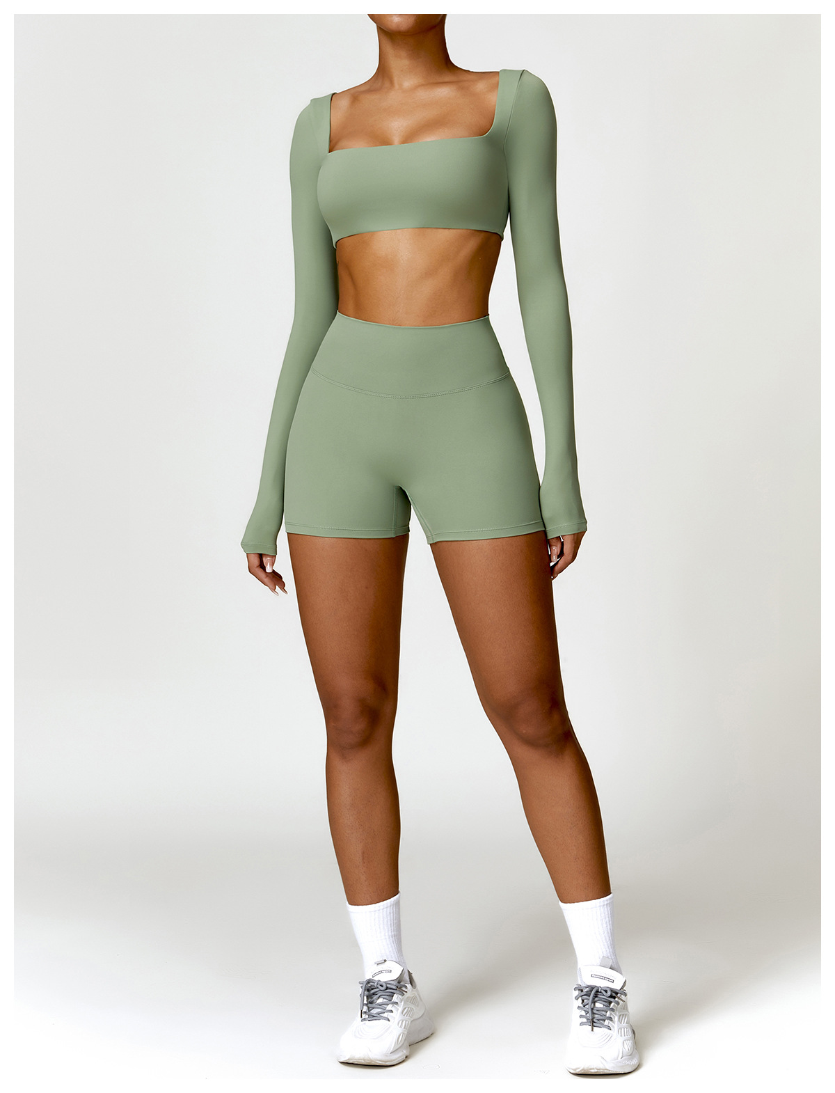 Ombreezy Brushed High-Waisted Tummy-Control Yoga Shorts