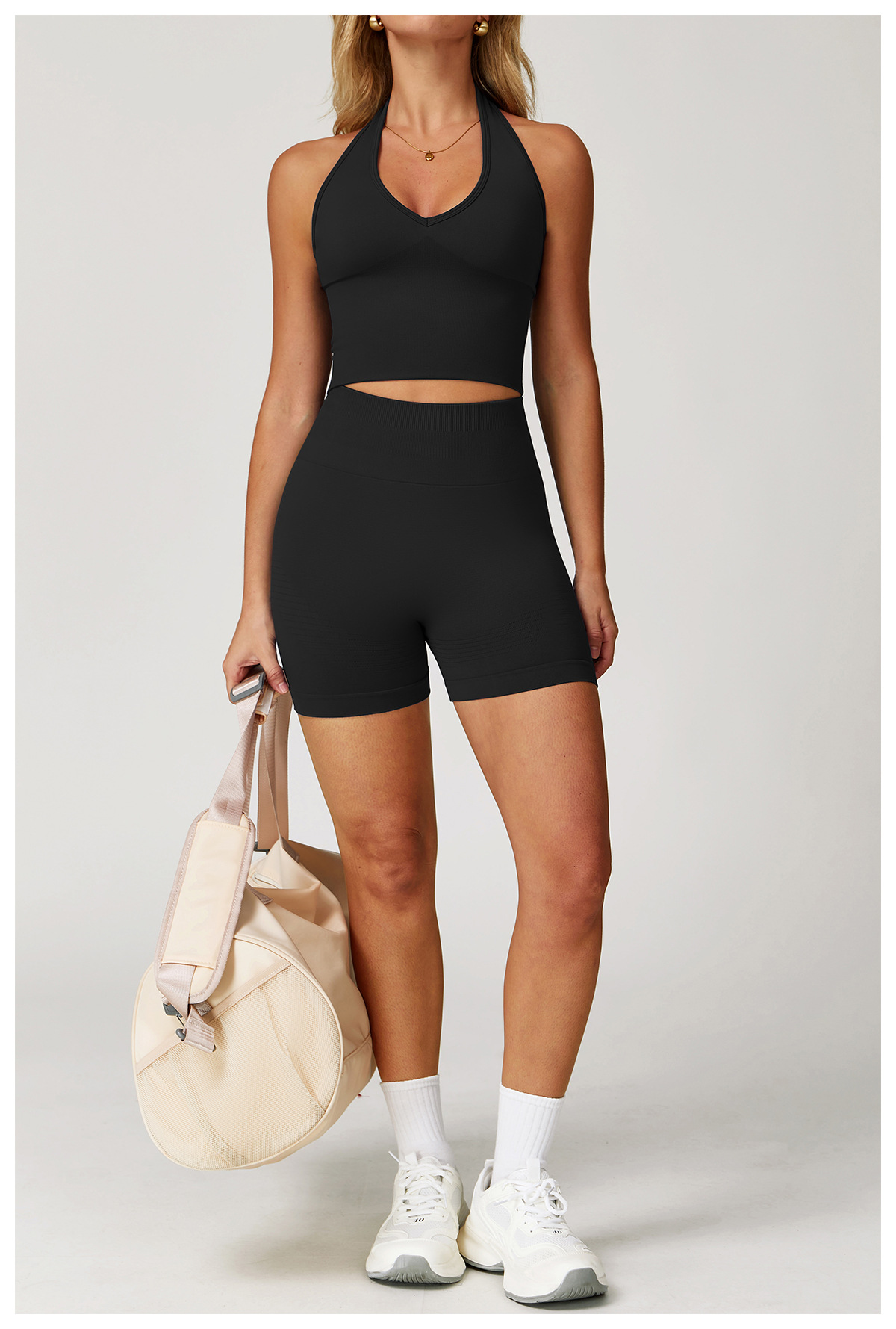 Ombreezy Breathable Halterneck Yoga Bra with Racerback Design