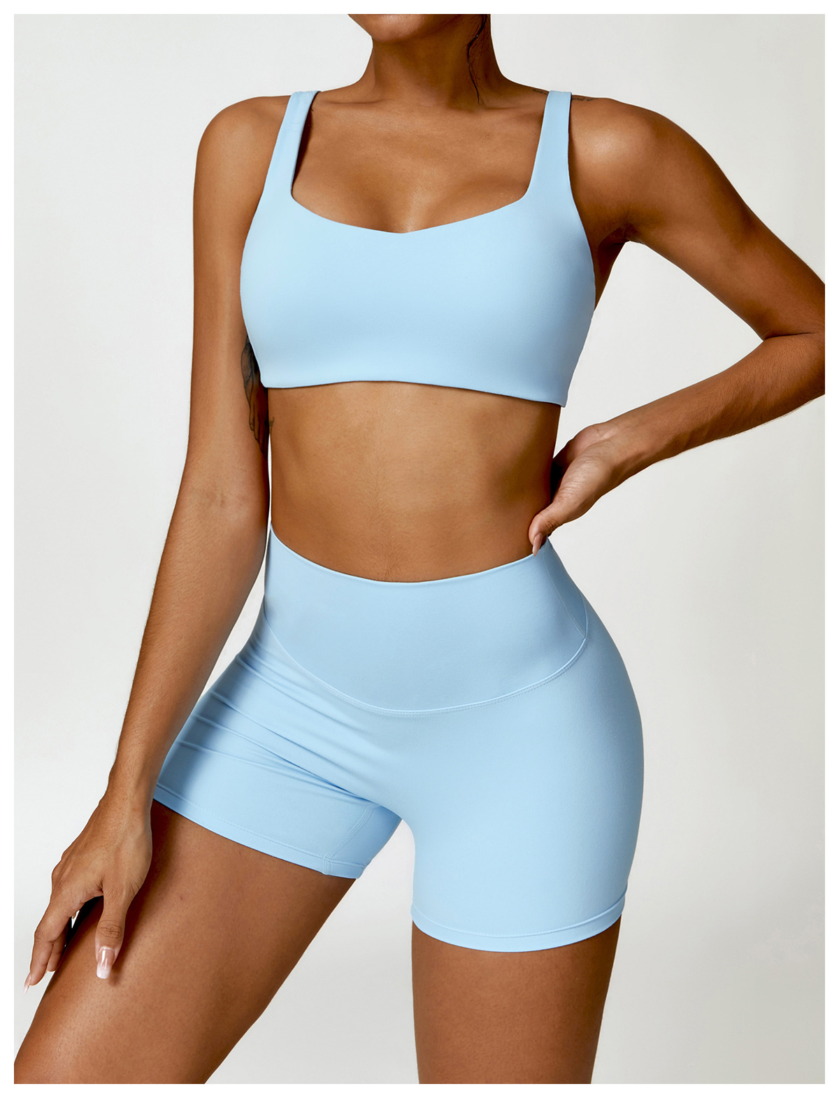 Ombreezy Brushed High-Waisted Tummy-Control Yoga Shorts