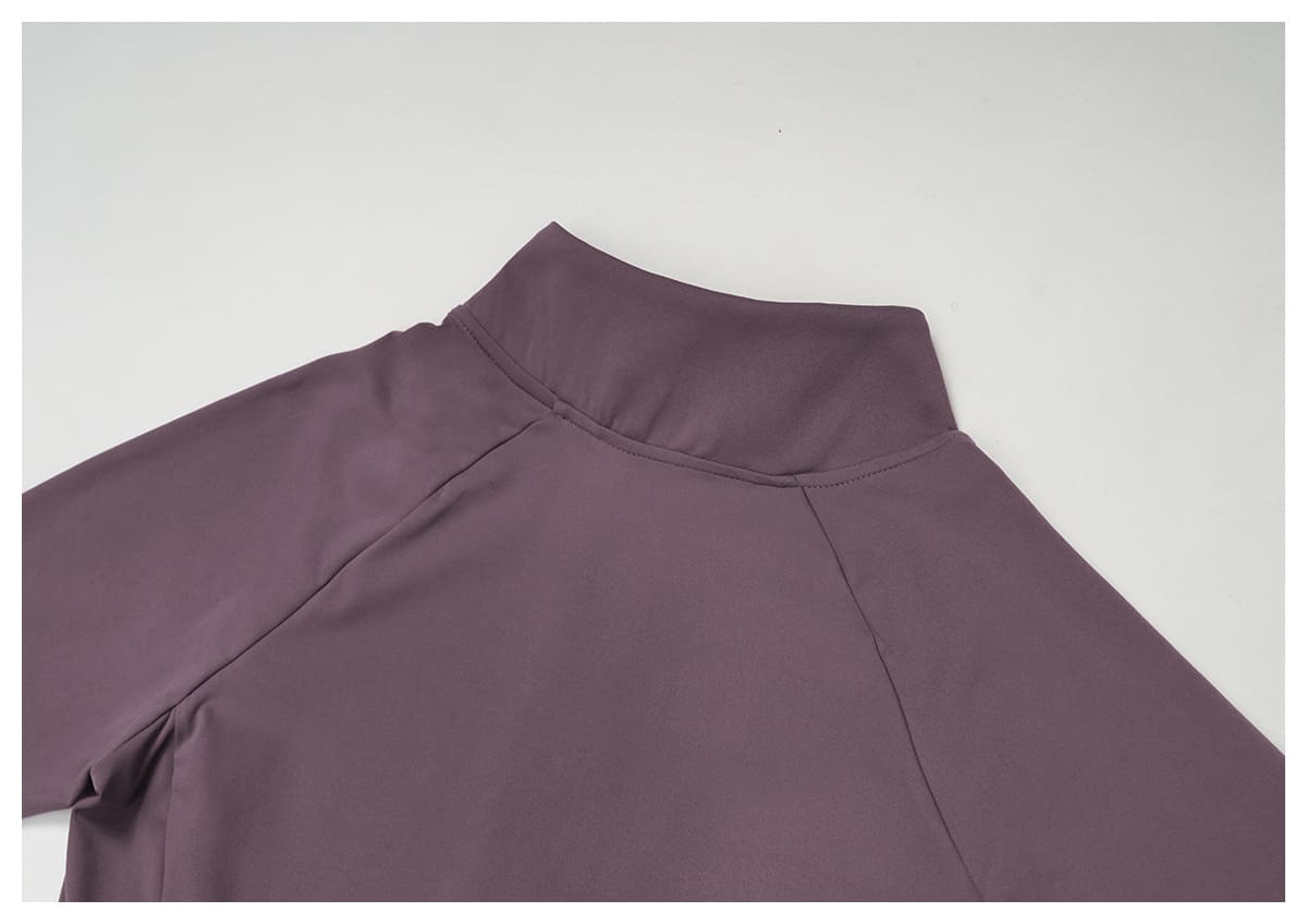 Ombreezy Brushed Long-Sleeve Zip-Pocket Fitted Top