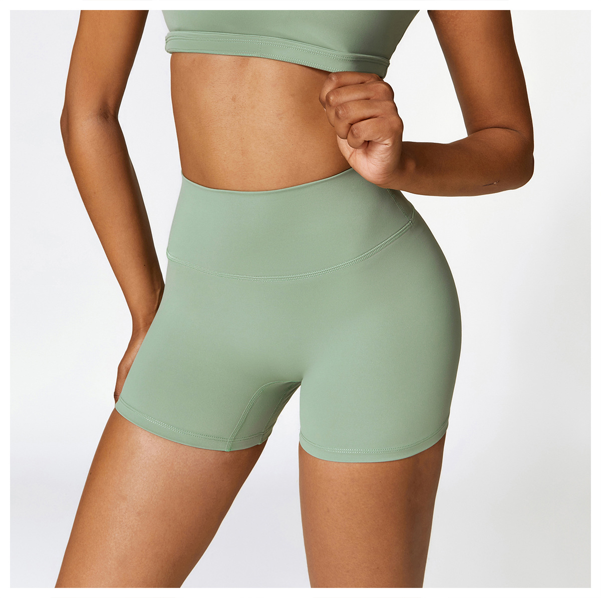 Brushed High-Waisted Yoga Shorts – Sculpting & Ultra-Soft