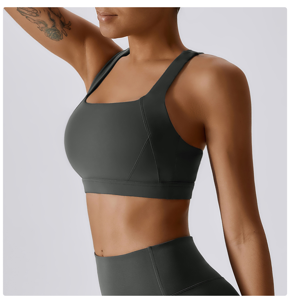 High-Neck Yoga Tank with Built-In Support