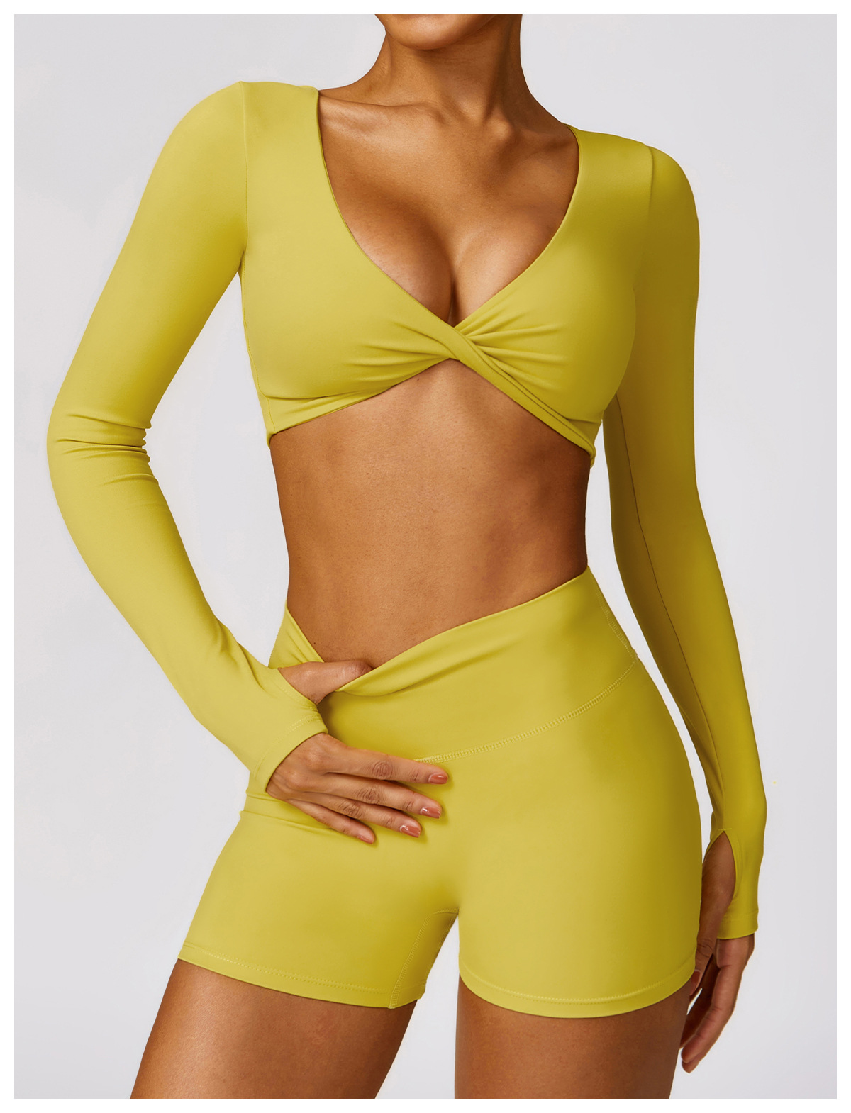 Ombreezy Brushed High-Waisted Tummy-Control Yoga Shorts