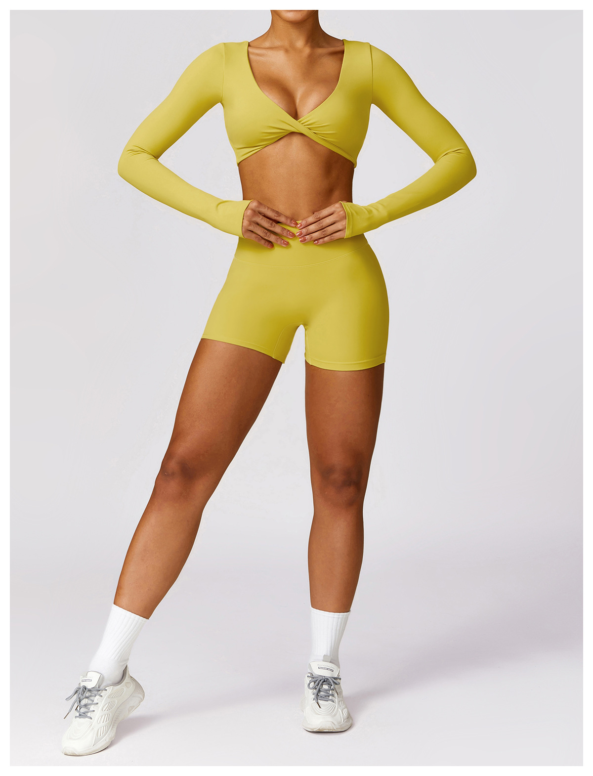 Ombreezy Brushed High-Waisted Tummy-Control Yoga Shorts