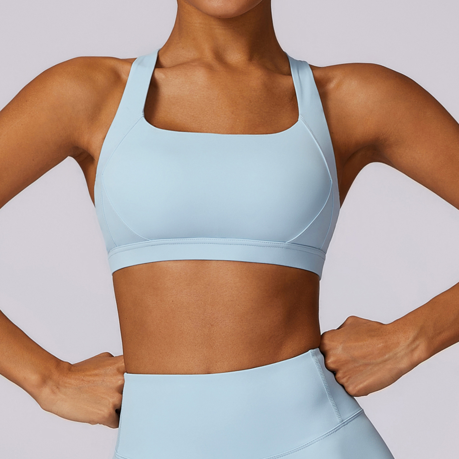 High-Neck Yoga Tank with Built-In Support