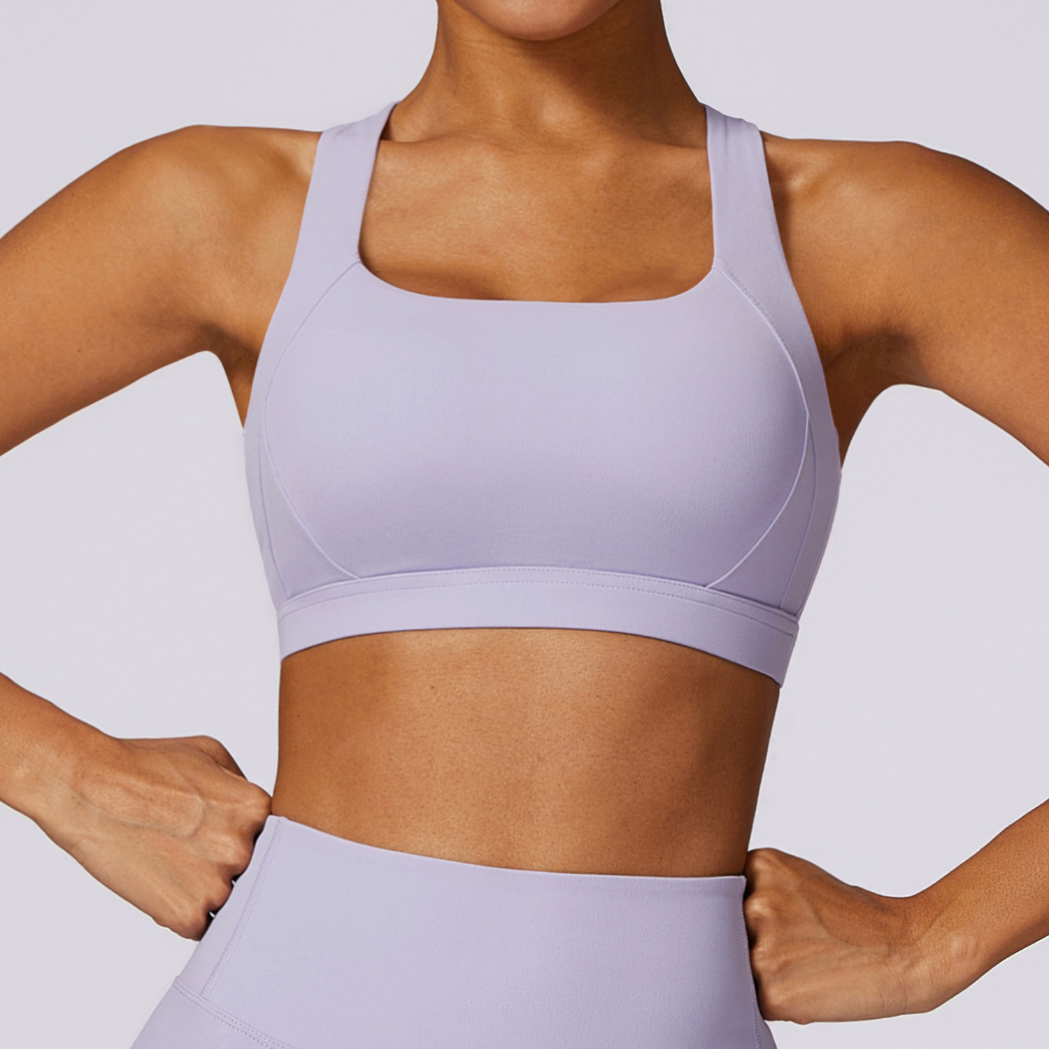 High-Neck Yoga Tank with Built-In Support