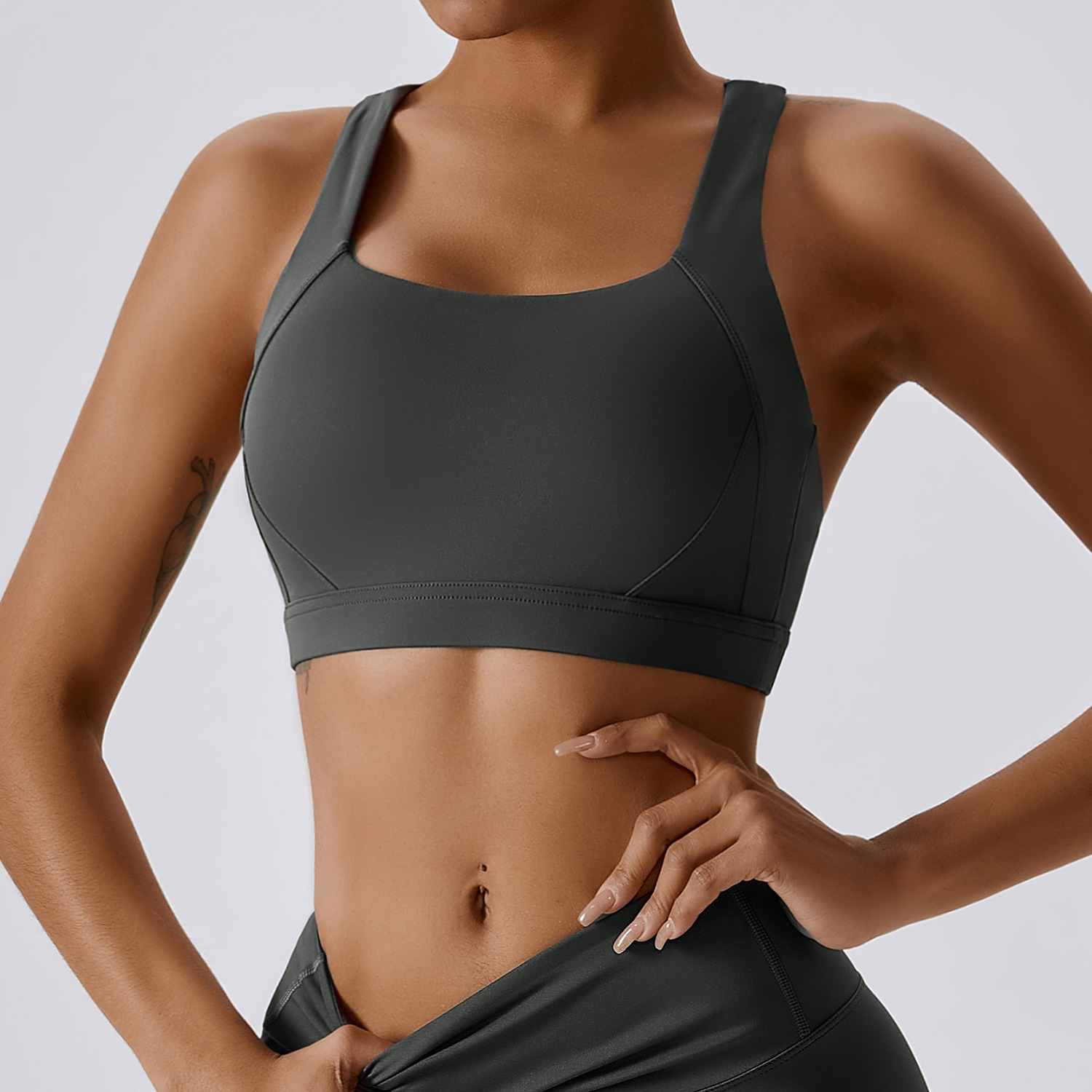 High-Neck Yoga Tank with Built-In Support