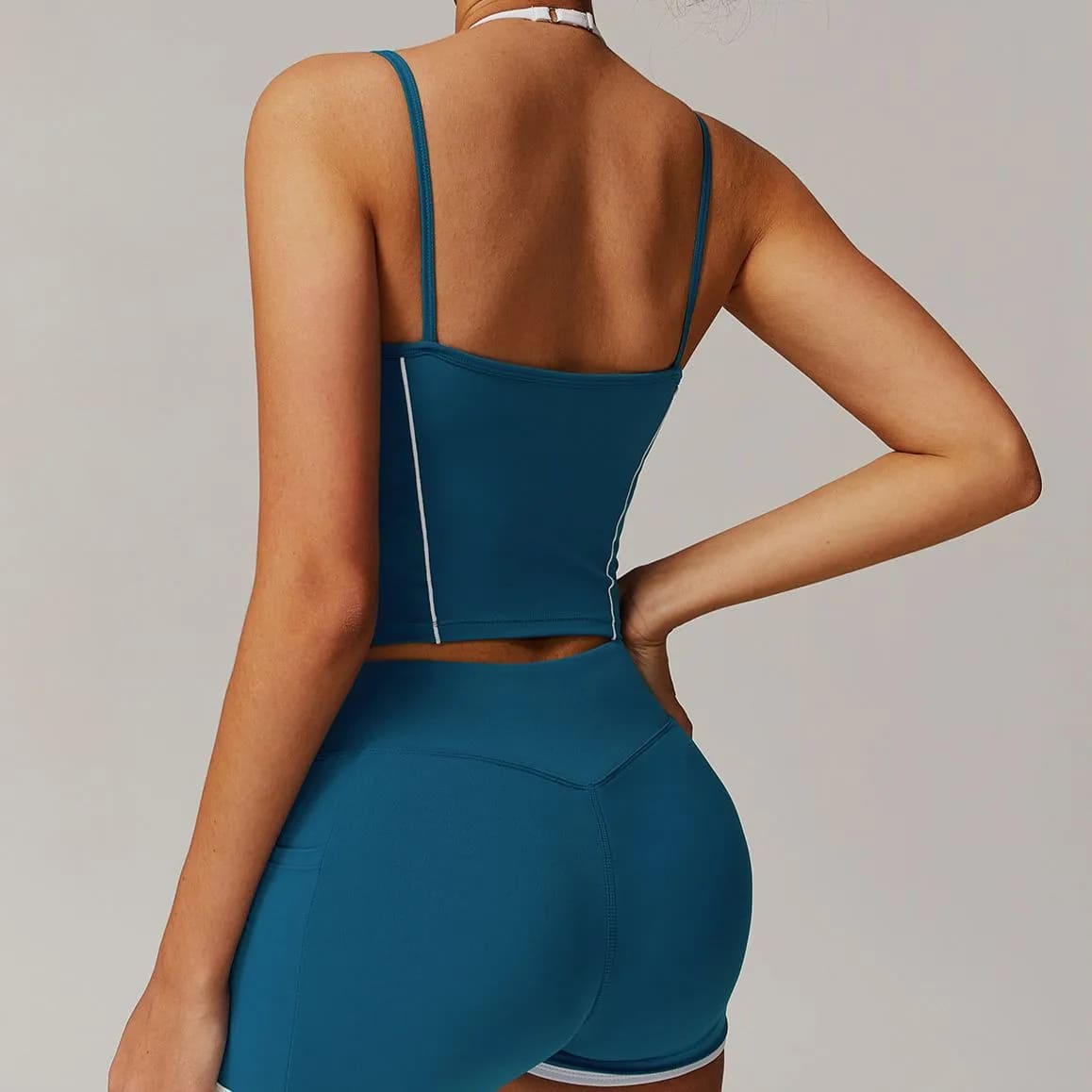 OmbreezyHalter Neck Yoga Tank with Layered Look Back