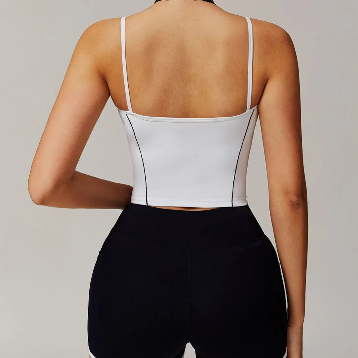 OmbreezyHalter Neck Yoga Tank with Layered Look Back