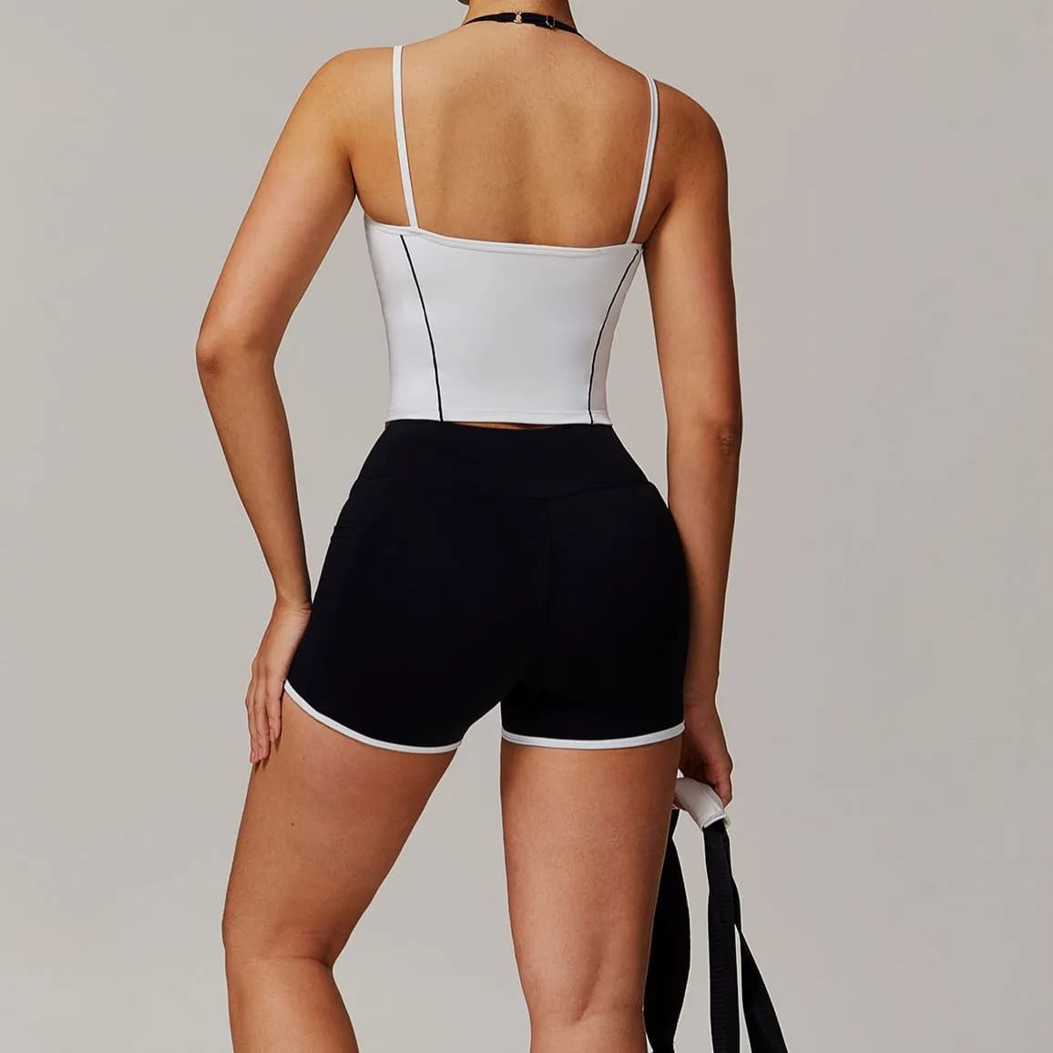 OmbreezyHalter Neck Yoga Tank with Layered Look Back