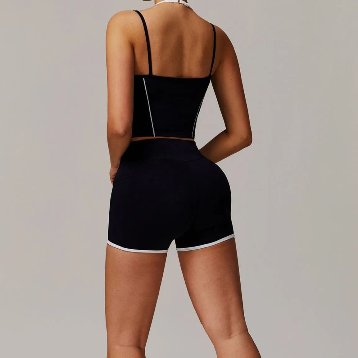 OmbreezyHalter Neck Yoga Tank with Layered Look Back