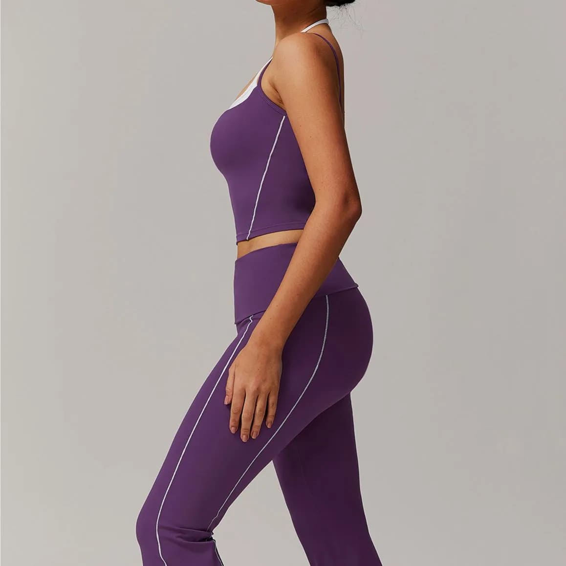 OmbreezyHalter Neck Yoga Tank with Layered Look Back