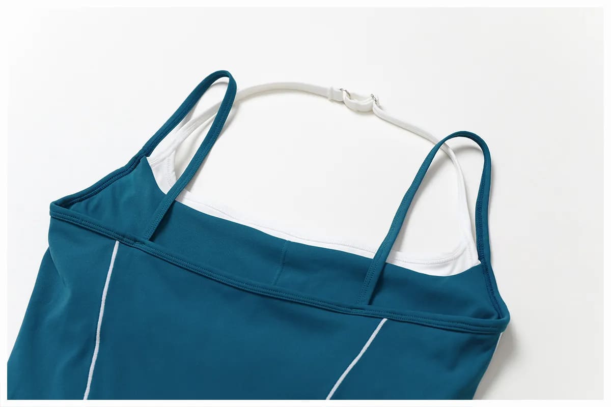 OmbreezyHalter Neck Yoga Tank with Layered Look Back