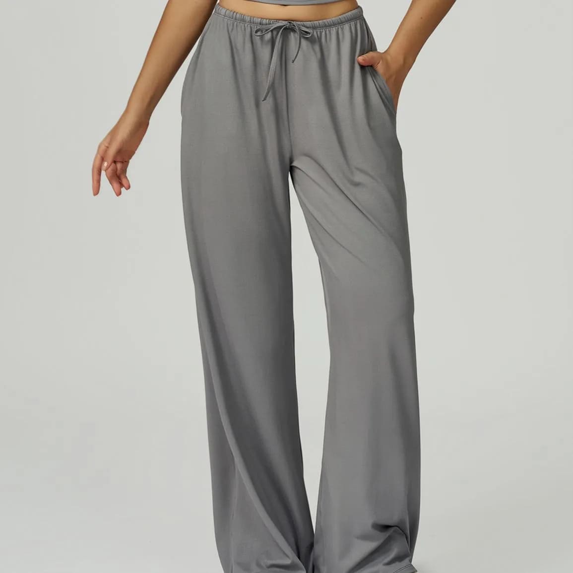 Ombreezy Brushed Flowy Wide-Leg Trousers