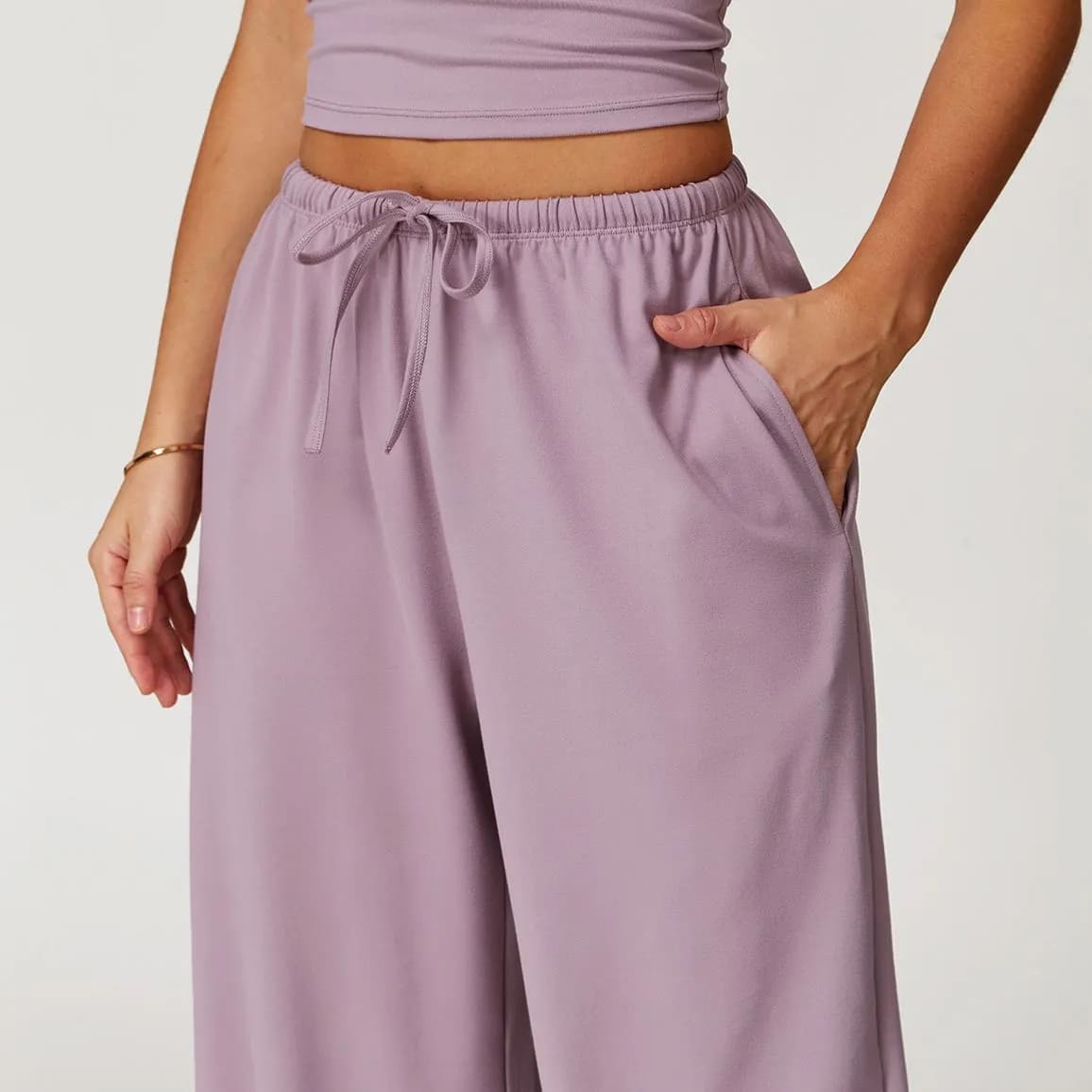 Ombreezy Brushed Flowy Wide-Leg Trousers