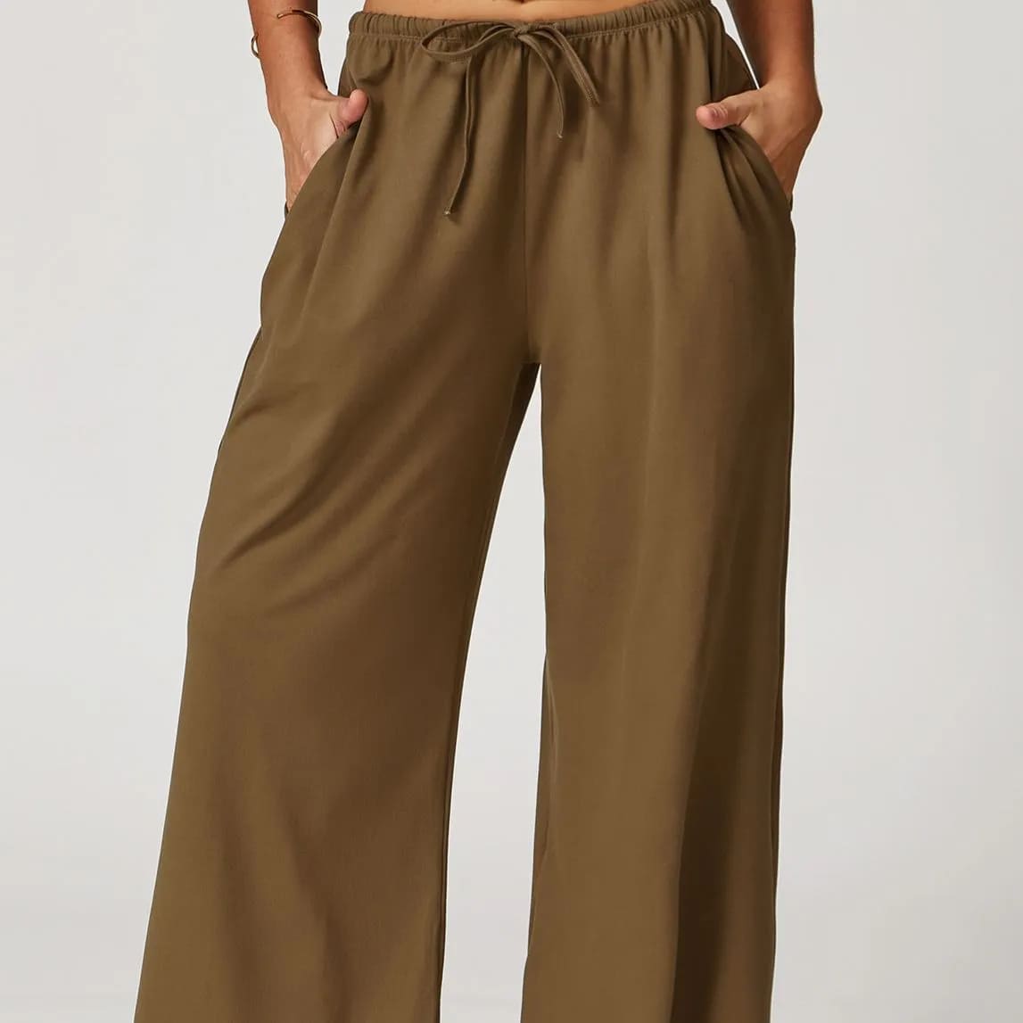 Ombreezy Brushed Flowy Wide-Leg Trousers
