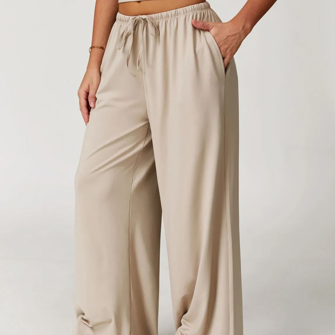 Ombreezy Brushed Flowy Wide-Leg Trousers