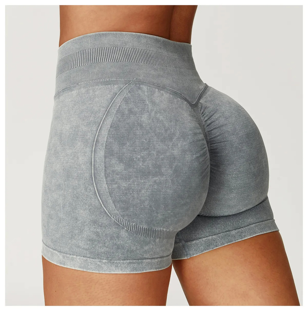 Ombreezy Seamless Stonewashed High-Waist Yoga Shorts