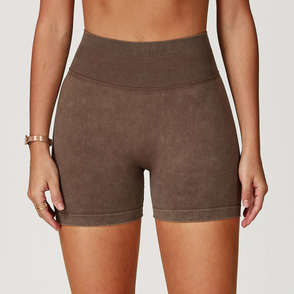 Ombreezy Seamless Stonewashed High-Waist Yoga Shorts