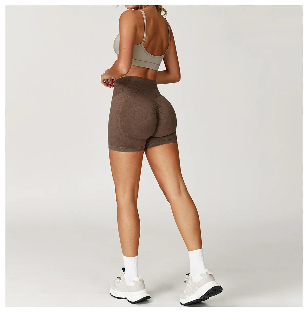 Ombreezy Seamless Stonewashed High-Waist Yoga Shorts