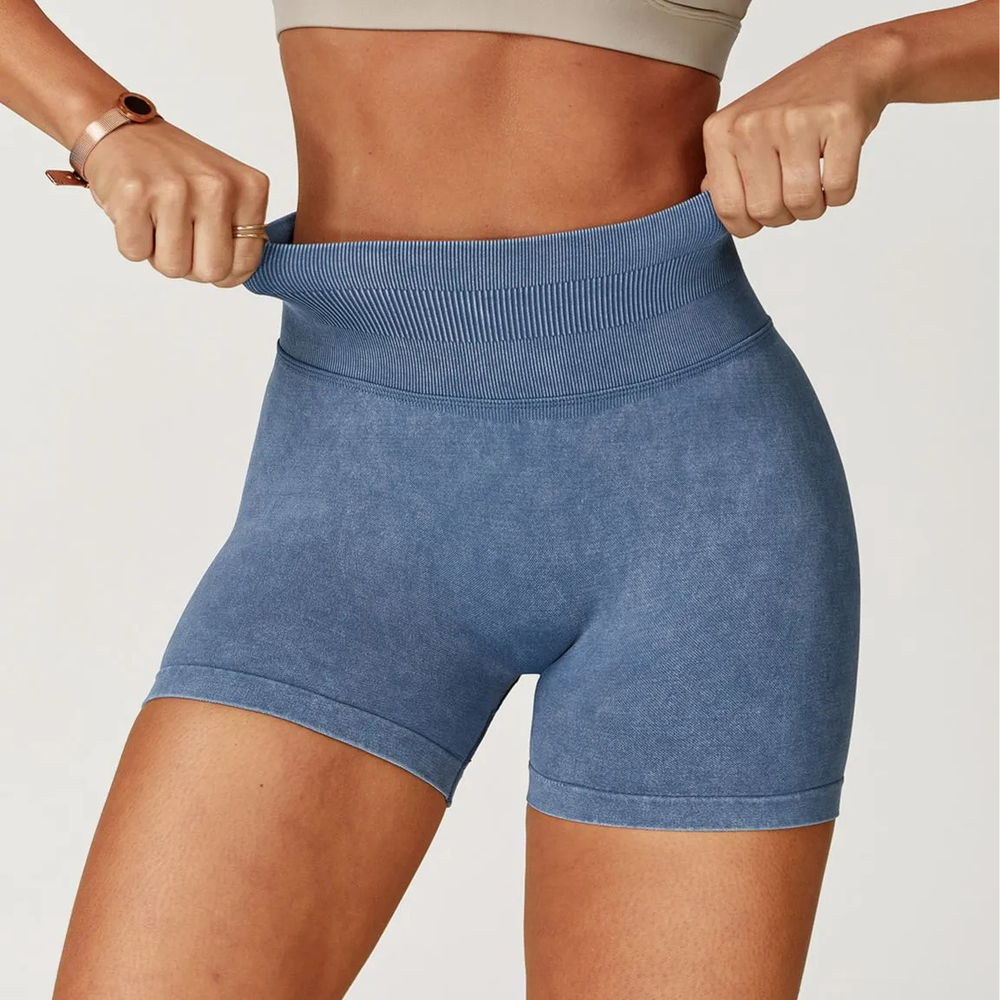Ombreezy Seamless Stonewashed High-Waist Yoga Shorts