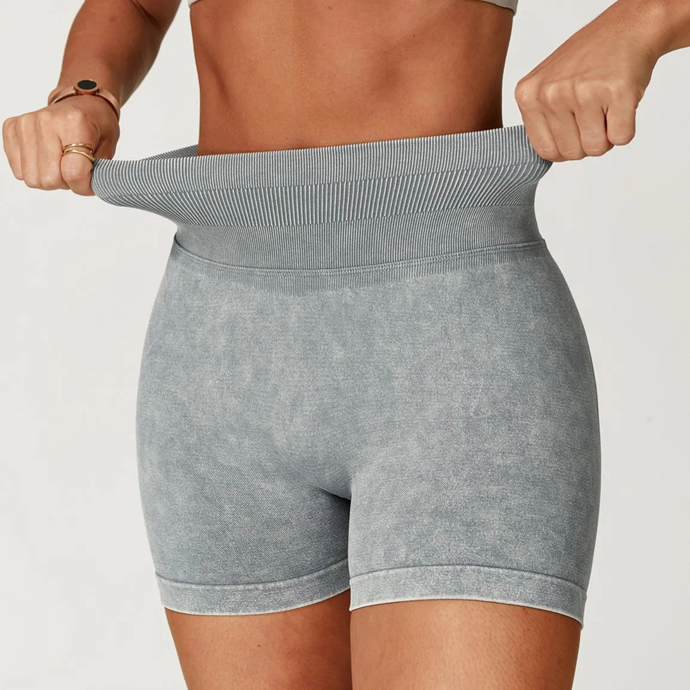 Ombreezy Seamless Stonewashed High-Waist Yoga Shorts