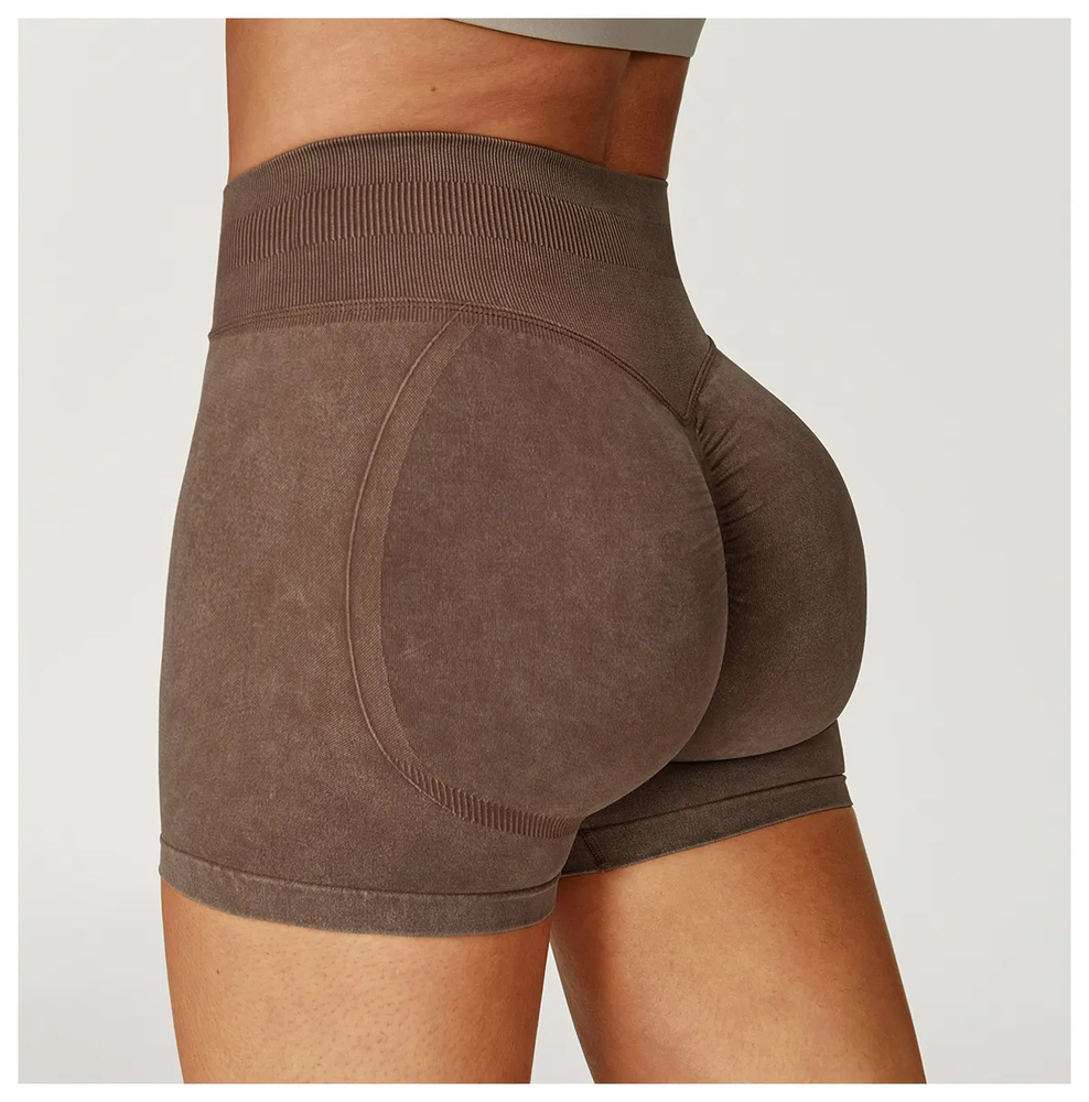 Ombreezy Seamless Stonewashed High-Waist Yoga Shorts