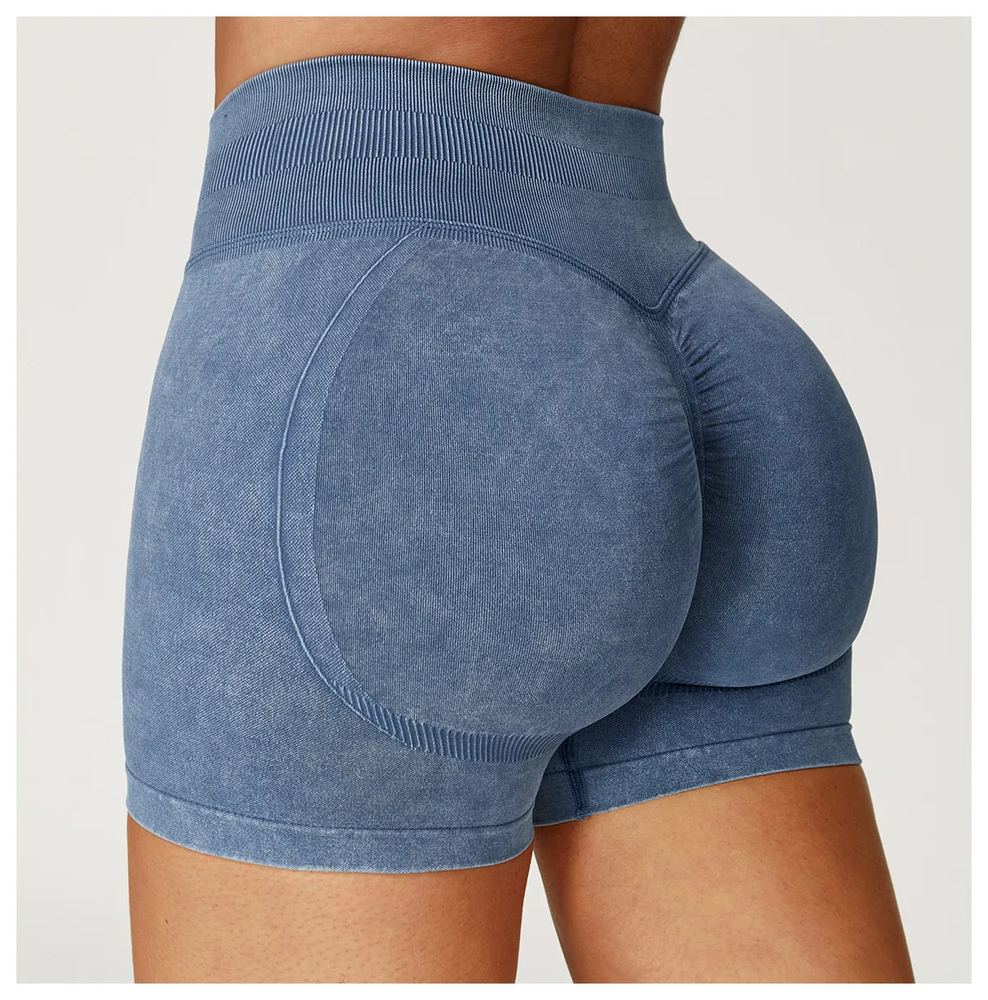 Ombreezy Seamless Stonewashed High-Waist Yoga Shorts