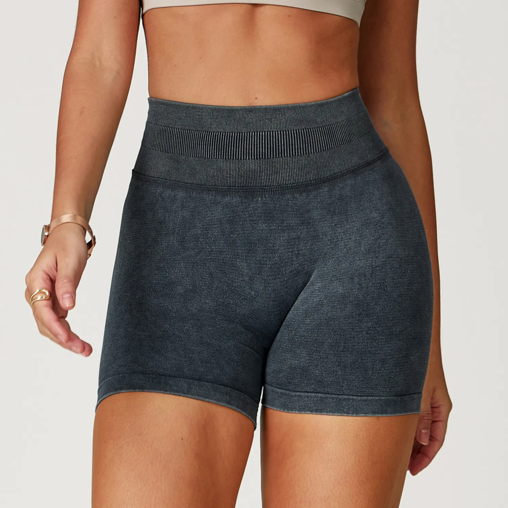 Ombreezy Seamless Stonewashed High-Waist Yoga Shorts