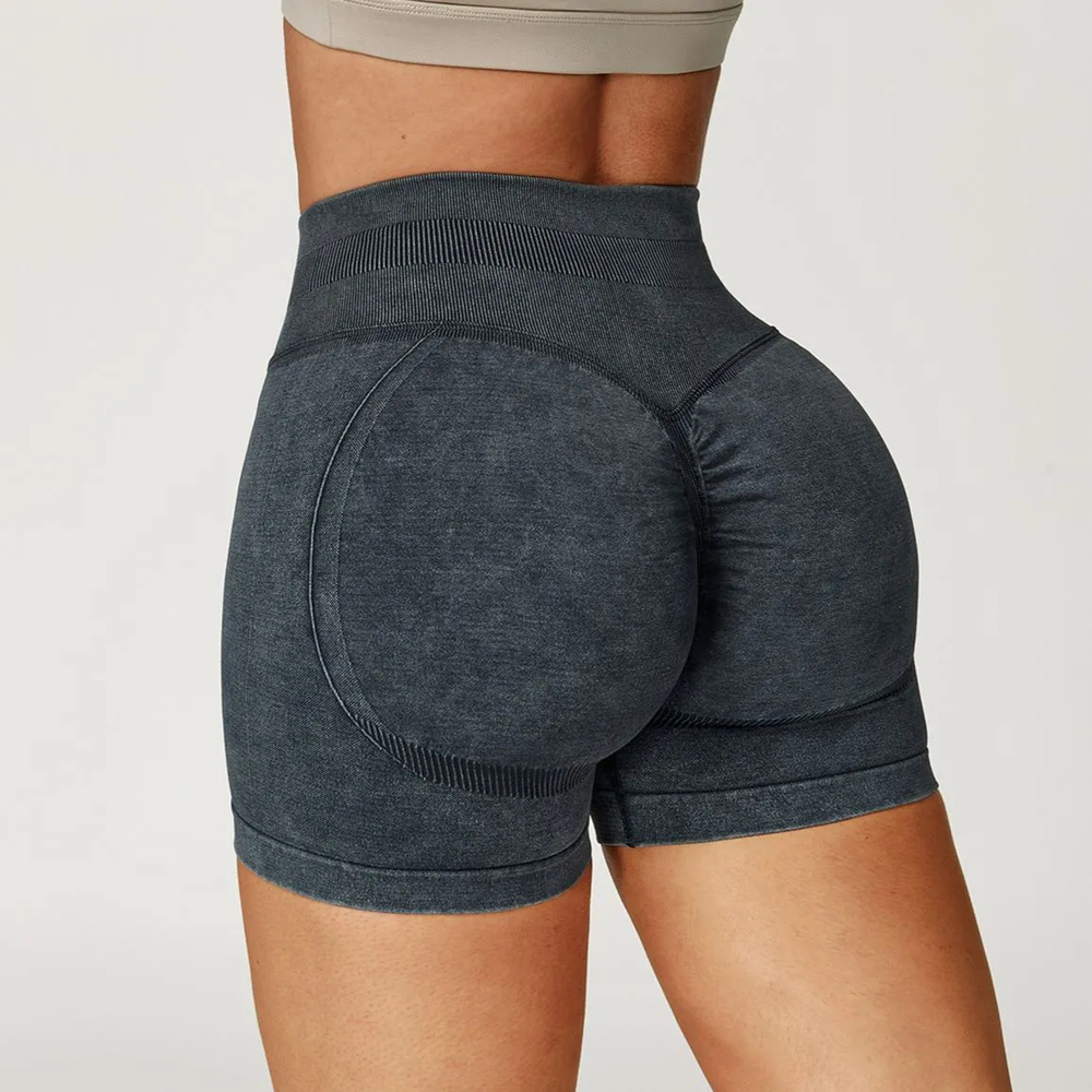 Ombreezy Seamless Stonewashed High-Waist Yoga Shorts